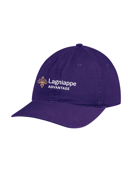 Garment Washed Unstructured Twill Purple Cap w/Lagniappe Advantages Logo