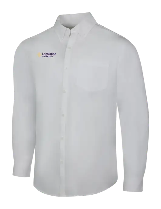 White Long Sleeve Carefree Poplin Shirt w/Lagniappe Advantages Logo