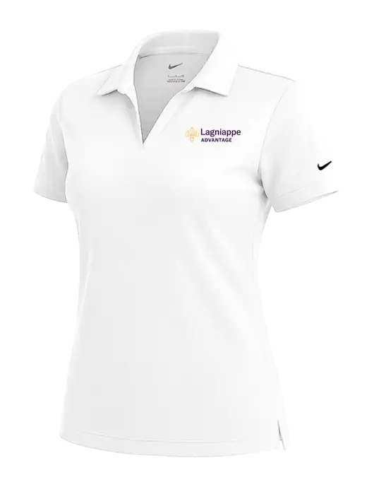 NIKE White Womens Dri-Fit Micro Pique Polo w/Lagniappe Advantages Logo