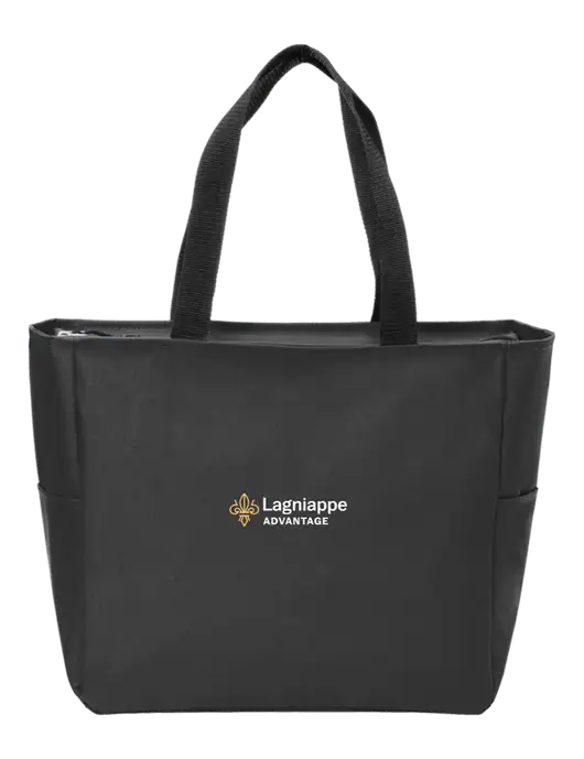 Everyday Black Zip Tote  w/Lagniappe Advantages Logo