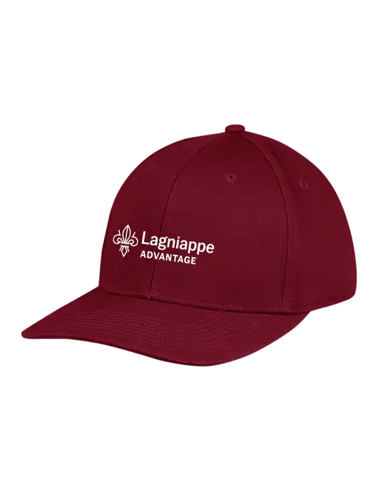 Premium Modern Structured Twill Maroon Snapback Cap w/Lagniappe Advantages Logo