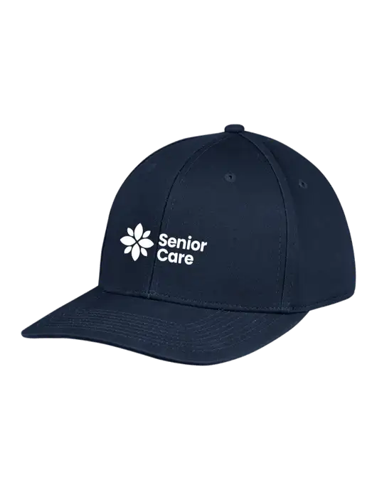 Premium Modern Structured Twill Navy Snapback Cap w/NHC Senior Care Logo
