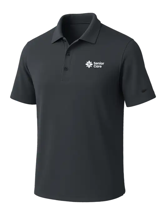 NIKE Dark Grey Dri-Fit Micro Pique Polo w/NHC Senior Care Logo
