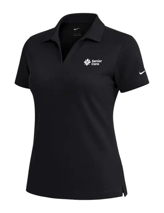 NIKE Black Womens Dri-Fit Micro Pique Polo w/NHC Senior Care Logo