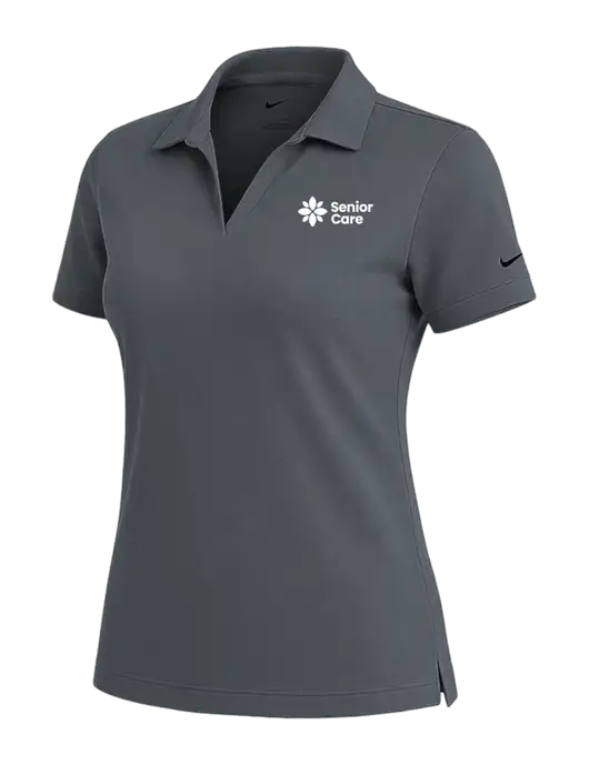 NIKE Dark Grey Womens Dri-Fit Micro Pique Polo w/NHC Senior Care Logo