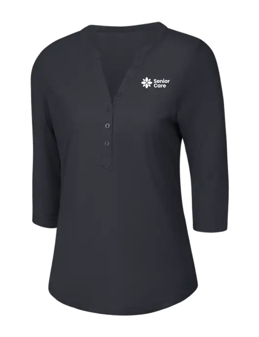 OGIO Charcoal Grey Jewel Henley w/NHC Senior Care Logo