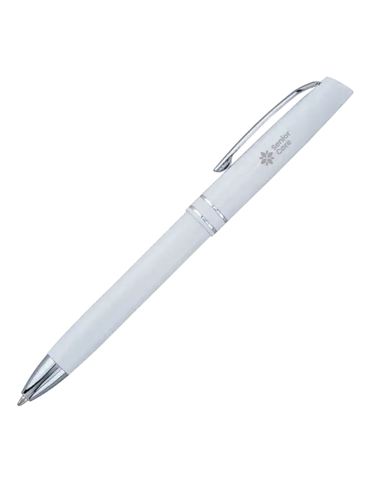 White Anguilla Black Ink Pen w/NHC Senior Care Logo