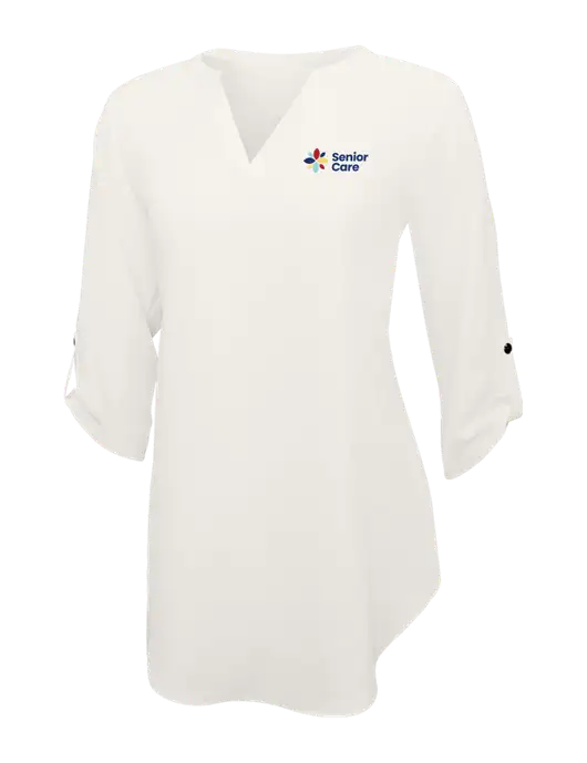 Ivory Womens 3/4 Sleeve Tunic Blouse w/NHC Senior Care Logo