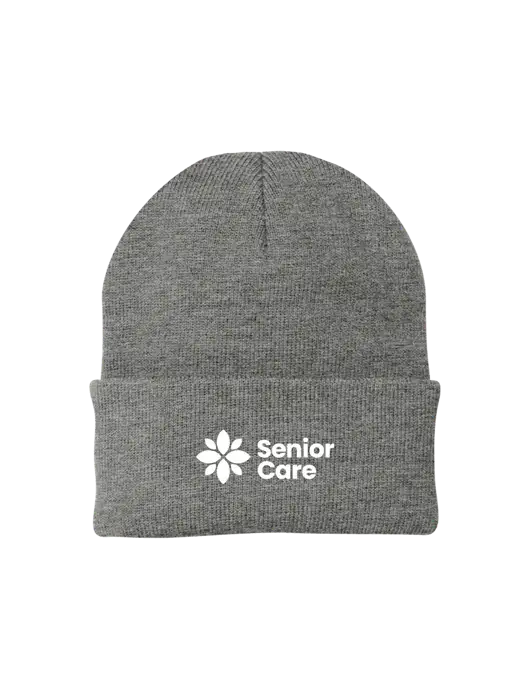 Medium Grey Heather Knit Cap w/NHC Senior Care Logo