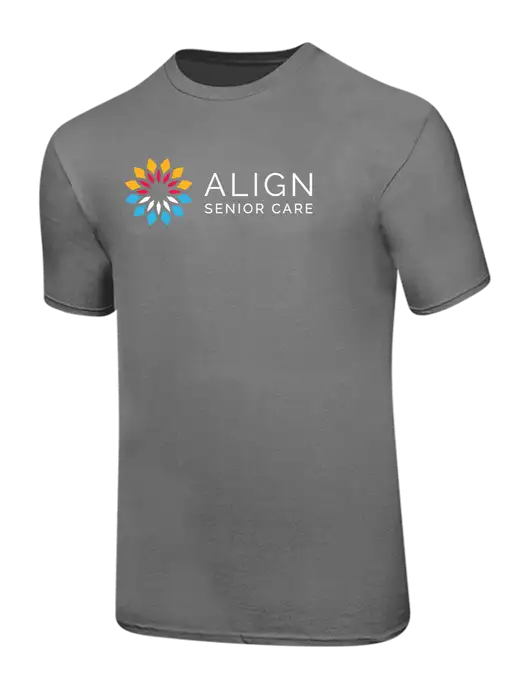 Ring Spun Medium Grey 4.5 oz T-Shirt w/Align Senior Care Logo