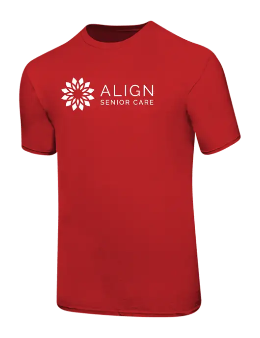 Ring Spun Red 4.5 oz T-Shirt w/Align Senior Care Logo