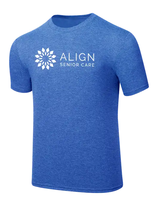 Simply Soft Royal Frost 4.5oz  Poly/Combed Ring Spun Cotton T-Shirt w/Align Senior Care Logo