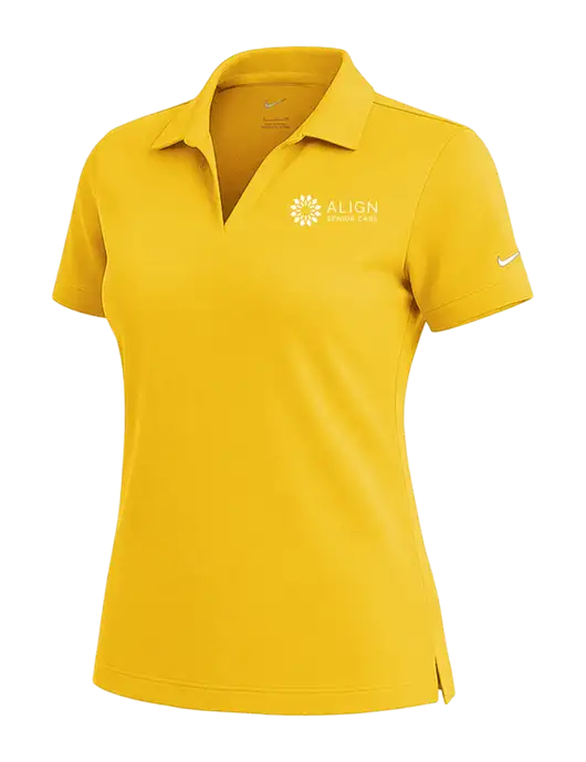 NIKE Yellow Gold Womens Dri-Fit Micro Pique Polo w/Align Senior Care Logo