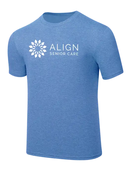 Simply Soft Carolina Blue Frost 4.5oz  Poly/Combed Ring Spun Cotton T-Shirt w/Align Senior Care Logo