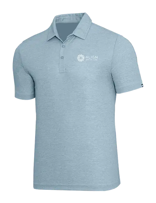 TravisMathew Light Blue Heather Oceanside Polo w/Align Senior Care Logo