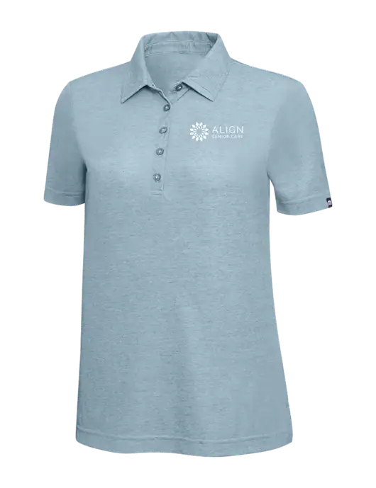 TravisMathew Light Blue Heather Womens  Oceanside Polo w/Align Senior Care Logo