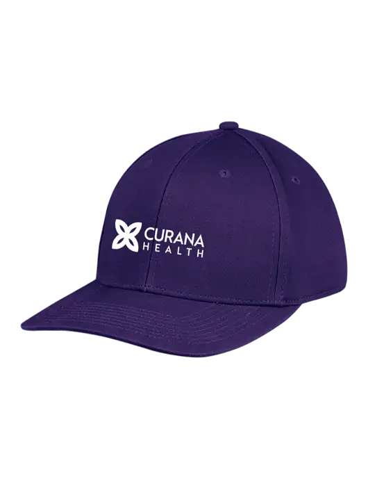 Premium Modern Structured Twill Purple Snapback Cap w/Curana Health Logo