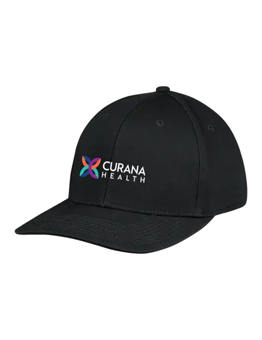 Premium Modern Structured Twill Black Snapback Cap w/Curana Health Logo