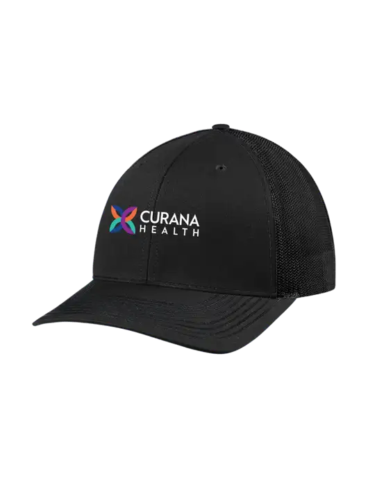 Richardson Adjustable Snapback Original 112 Trucker Cap Black w/Black Mesh w/Curana Health Logo