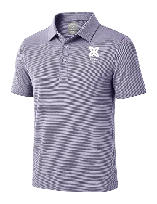 Callaway Navy Fine Line Stripe Polo w/Curana Health Logo