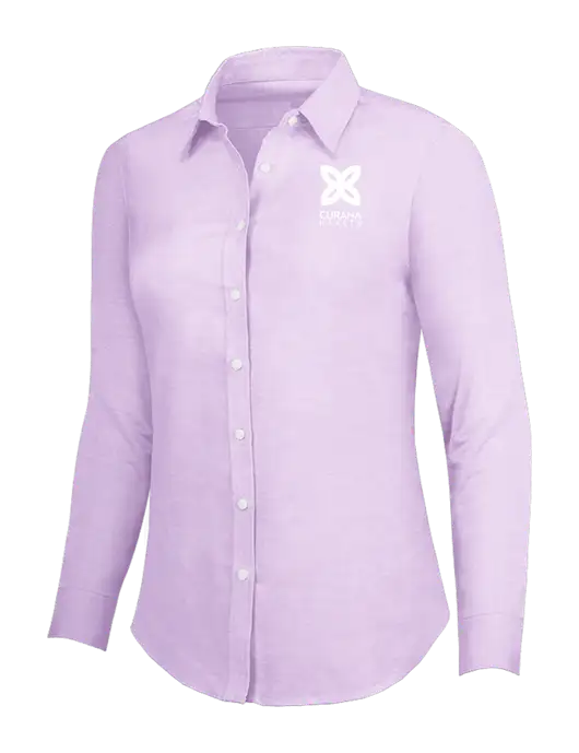 Soft Purple Womens SuperPro Oxford Shirt w/Curana Health Logo