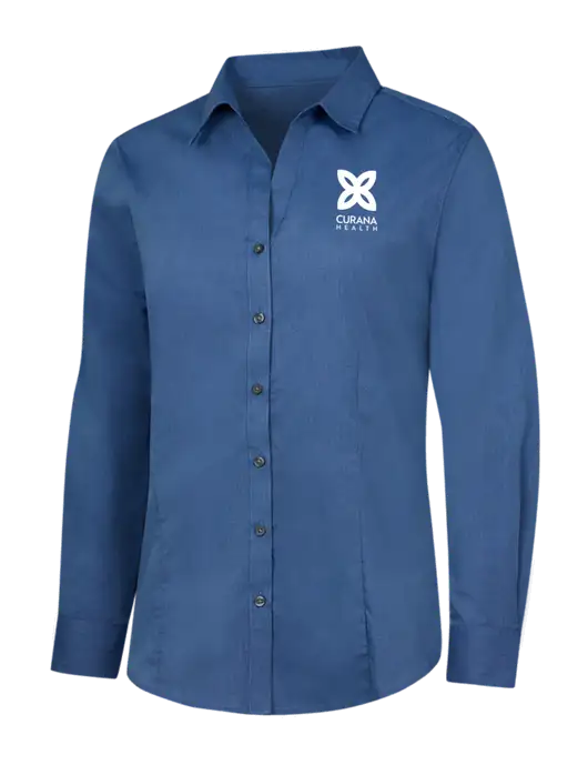 Light Navy Womens Crosshatch Easy Care Shirt w/Curana Health Logo