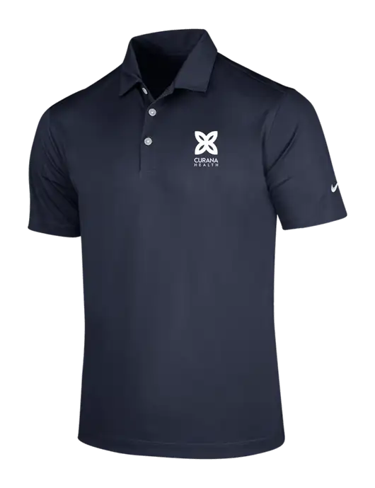 NIKE Dark Navy Dri-Fit Vertical Mesh Polo w/Curana Health Logo