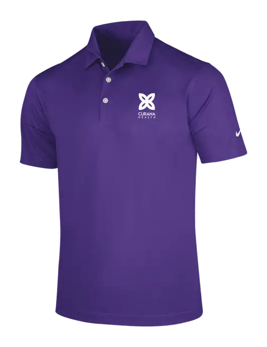 NIKE Purple Dri-Fit Vertical Mesh Polo w/Curana Health Logo