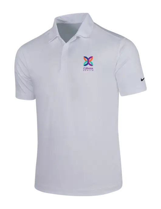 NIKE White Dri-Fit Vertical Mesh Polo w/Curana Health Logo