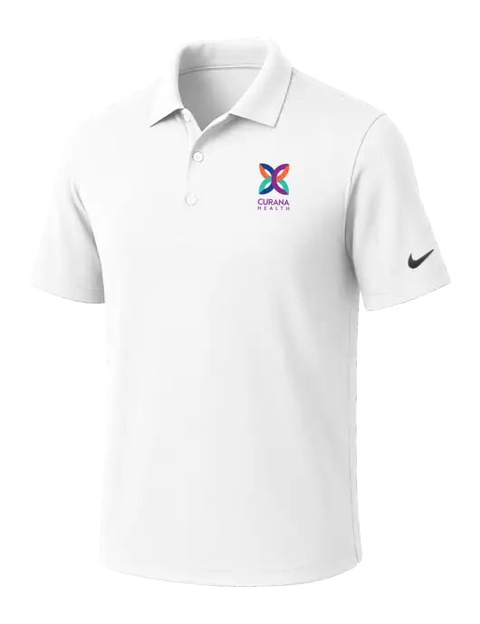 NIKE White Dri-Fit Micro Pique Polo w/Curana Health Logo