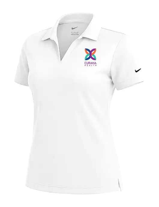 NIKE White Womens Dri-Fit Micro Pique Polo w/Curana Health Logo