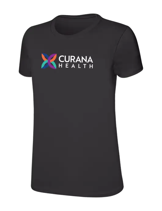 Womens Ring Spun Charcoal 4.5 oz T-Shirt w/Curana Health Logo