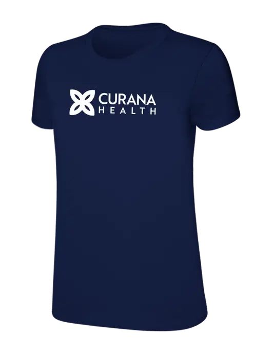 Womens Ring Spun Navy 4.5 oz T-Shirt w/Curana Health Logo