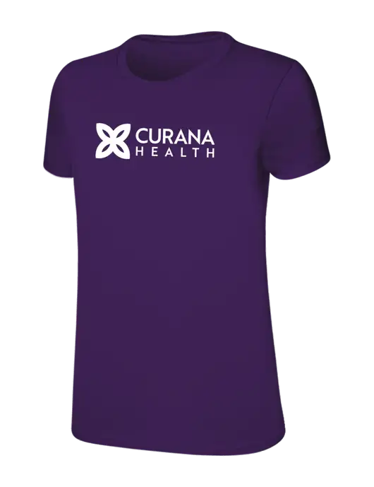 Womens Ring Spun Purple 4.5 oz T-Shirt w/Curana Health Logo