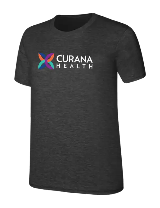 Womens Ring Spun Dark Heather Grey 4.5 oz T-Shirt w/Curana Health Logo
