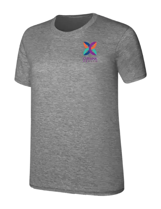 Womens Ring Spun Light Grey Heather 4.5 oz T-Shirt w/Curana Health Logo