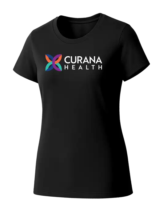 Womens Seriously Soft Black T-Shirt w/Curana Health Logo