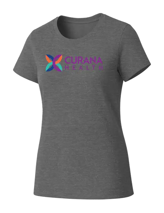 Womens Seriously Soft Grey Frost T-Shirt w/Curana Health Logo