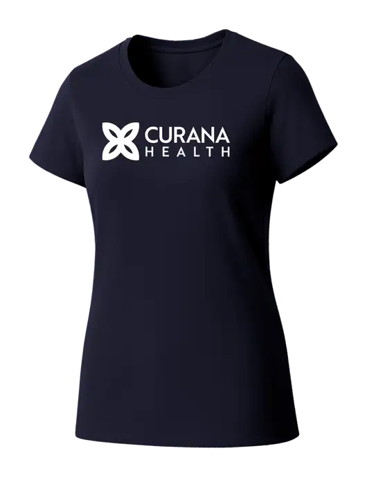 Womens Seriously Soft New Navy T-Shirt w/Curana Health Logo