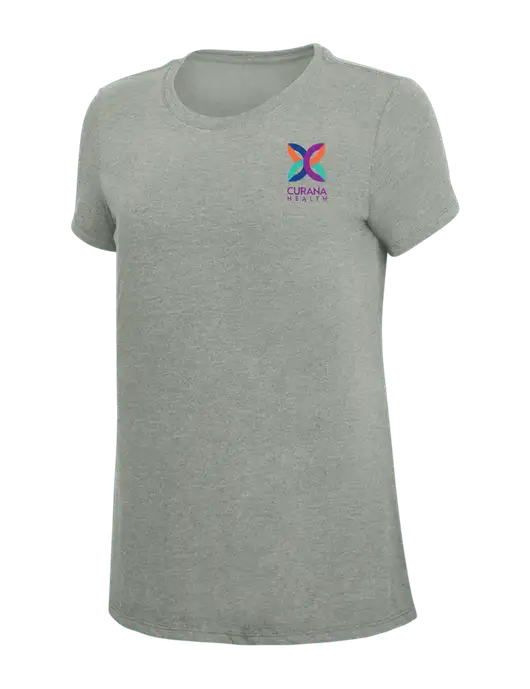 Womens Simply Soft Grey Frost 4.5oz  Poly/Combed Ring Spun Cotton T-Shirt w/Curana Health Logo