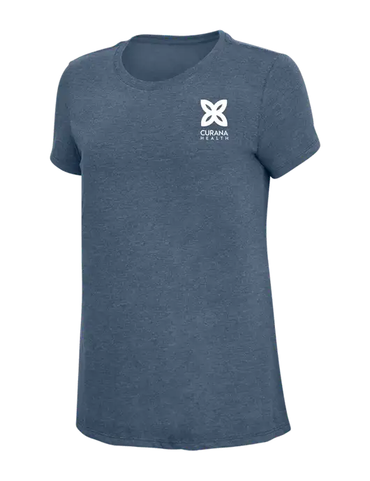 Womens Simply Soft Navy Frost 4.5oz  Poly/Combed Ring Spun Cotton T-Shirt w/Curana Health Logo