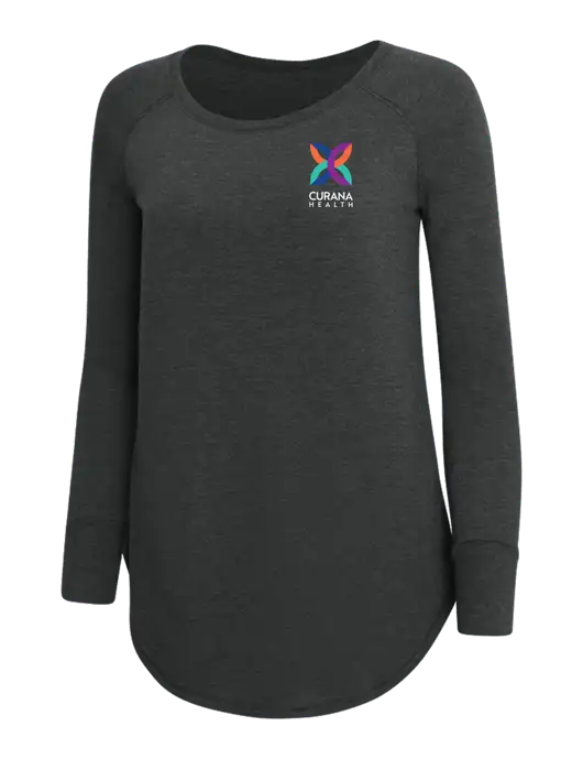 Womens Perfect Wide Collar Tunic Tri-Blend Black Frost 4.5 oz T-Shirt w/Curana Health Logo