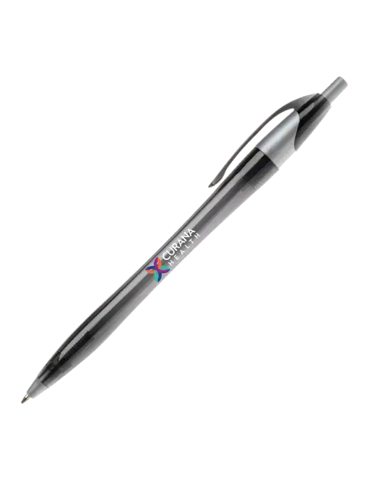 Novella Translucent Black/Silver Jewel Pen - Blue Ink w/Curana Health Logo