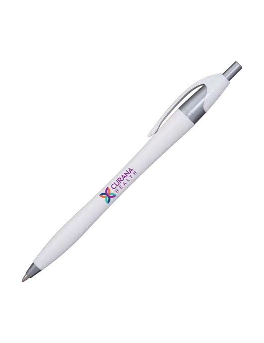 Novella White/Silver Shimmer Pen - Blue Ink w/Curana Health Logo