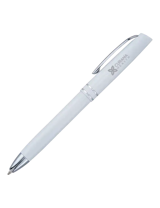 White Anguilla Black Ink Pen w/Curana Health Logo