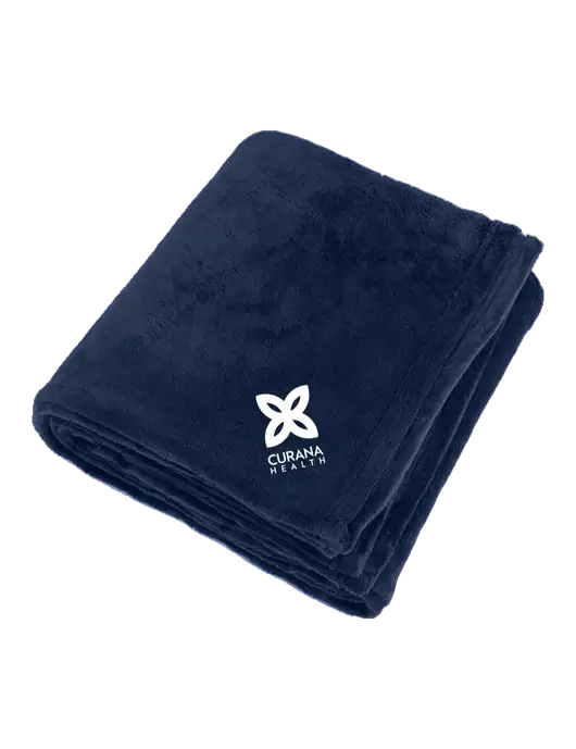Oversized Deep Navy Ultra Plush Blanket w/Curana Health Logo