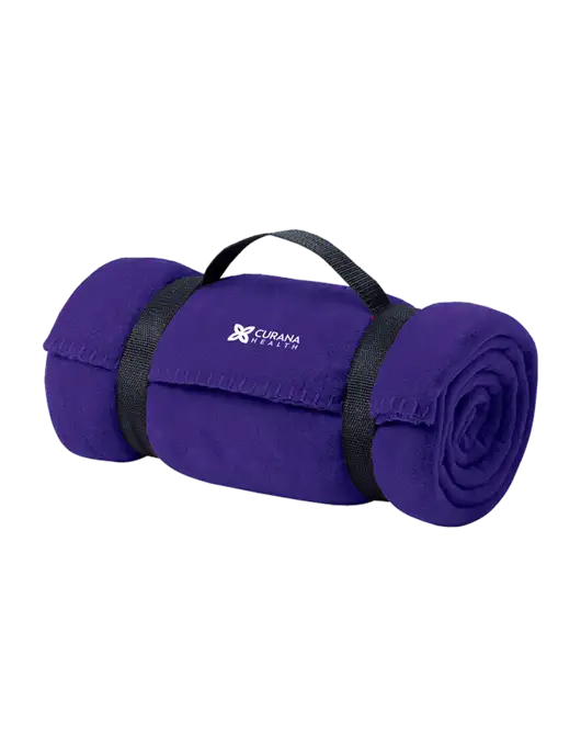 Casual Purple Fleece Blanket With Strap w/Curana Health Logo