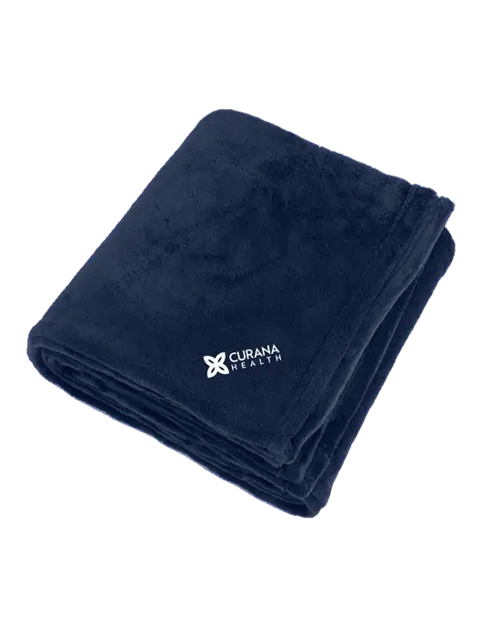 Oversized Deep Navy Ultra Plush Blanket w/Curana Health Logo