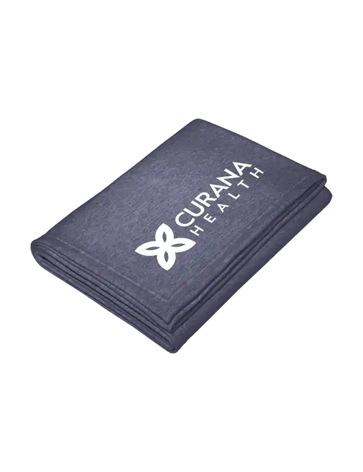 Core Heather Navy Fleece Sweatshirt Blanket w/Curana Health Logo