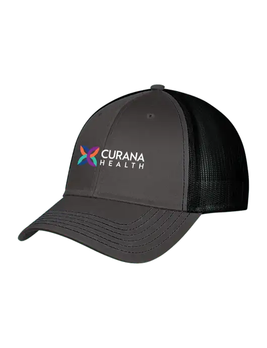 Charcoal & Black Mesh Trucker Cap Snap Back w/Curana Health Logo